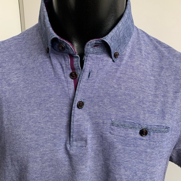 Ted Baker London size 5 men’s shirt sleeve blue polo shirt - Picture 2 of 4